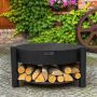 Cookking vuurschaal Montana voorbeeld in de tuin met deksel