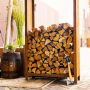 FORNO cortenstaal houtopslag in gebruik buiten