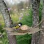 Heeej Leaf Me vogelvoederschaal | Pearl Beige met natuur en met een vogeltje Roodborstje 