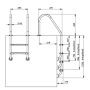 Zwembadtrap RVS Curvo - Basic, 3 treden afmetingen