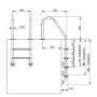 Zwembadtrap RVS Curvo - Basic, 3 treden afmetingen