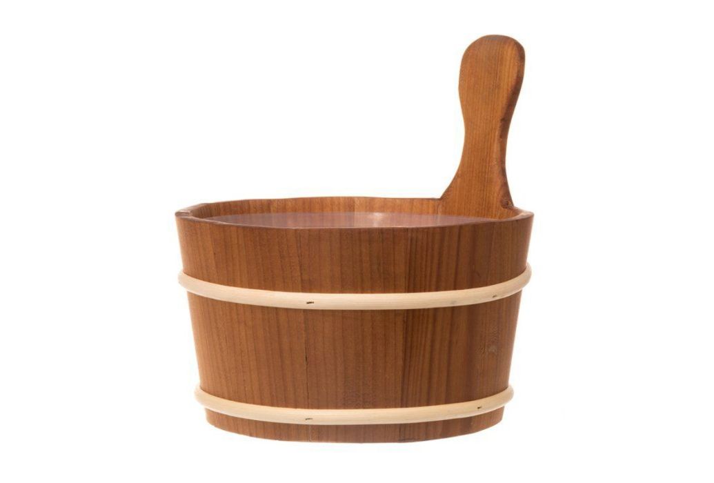 4Living donker houten sauna emmer 4 liter schuin