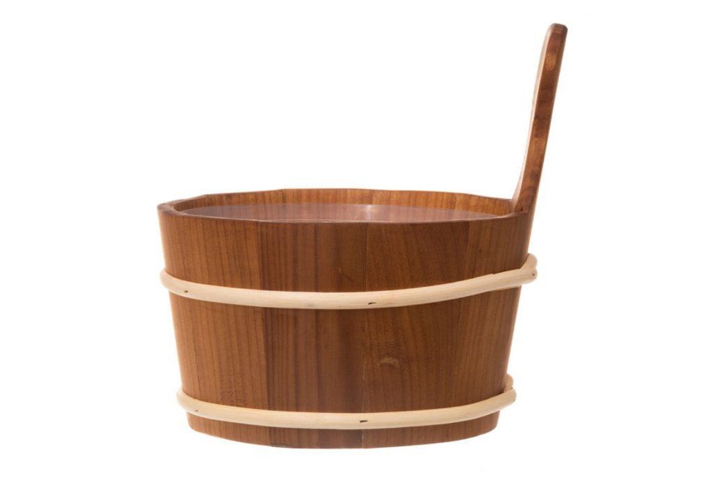 4Living donker houten sauna emmer 4 liter zijkant