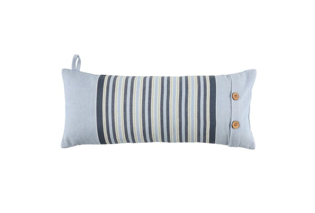 4Living gestreept sauna kussen blauw 55 x 22 cm achterkant