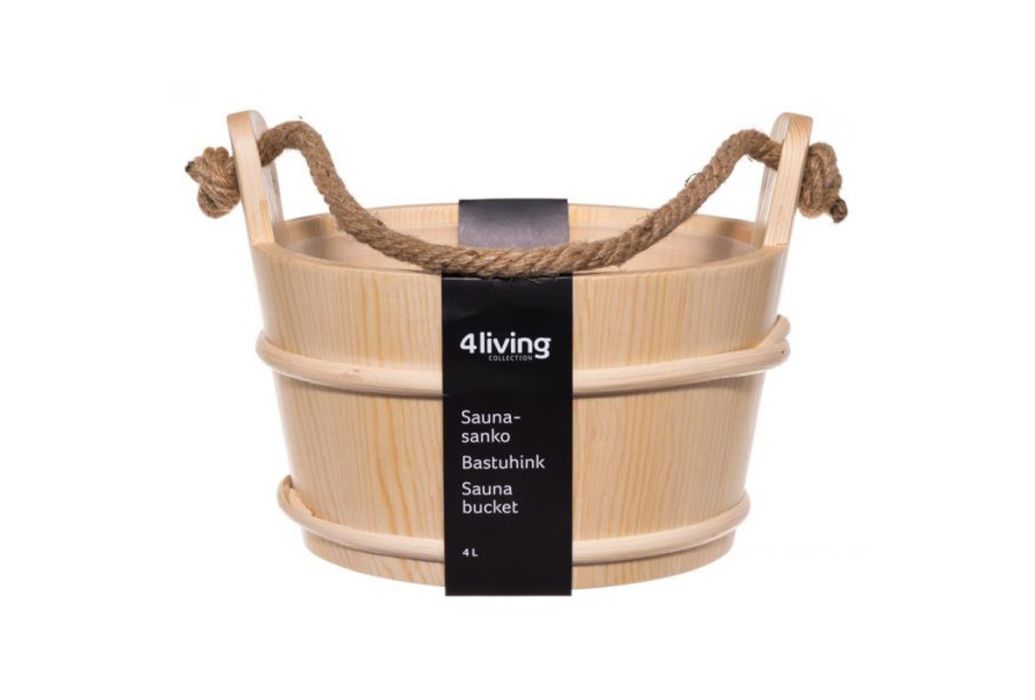 4Living sauna emmer hout met touwgreep 4 liter verpakking