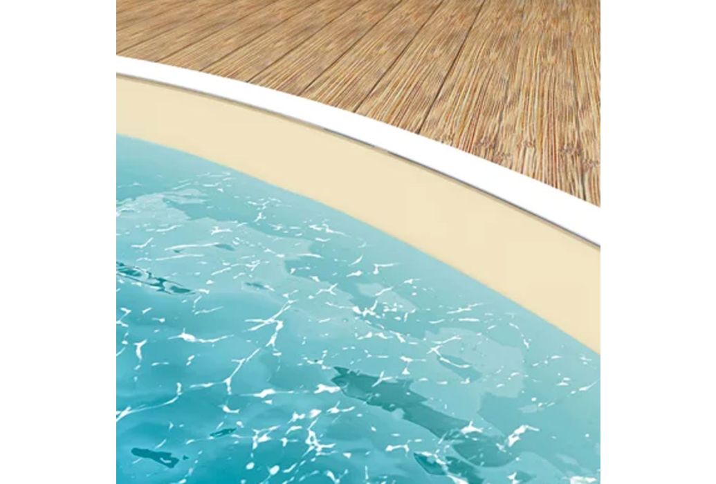 Zandkleurige zwembadliner voor een rond zwembad van 525 x 320 x 150 cm met een dikte van 0,8 mm.