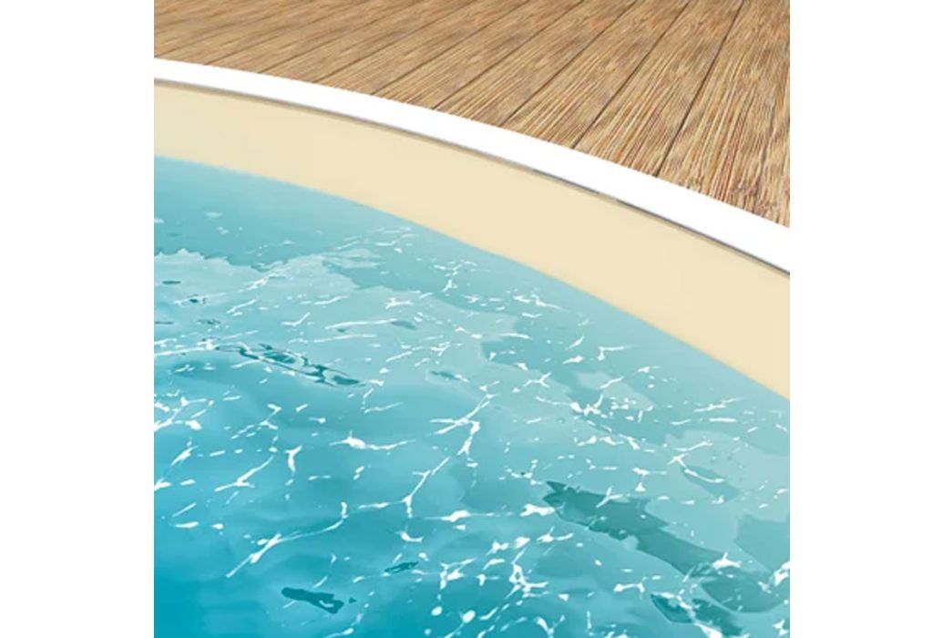 Zandkleurige zwembadliner voor een rond zwembad van 800 x 416 X 150 cm, met een dikte van 0,8 mm.