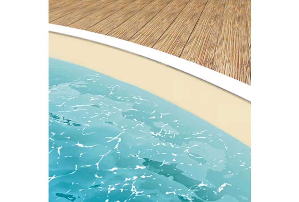 Zandkleurige zwembadliner voor een rond zwembad van Ø 600 x 120 cm, met een dikte van 0,8 mm.