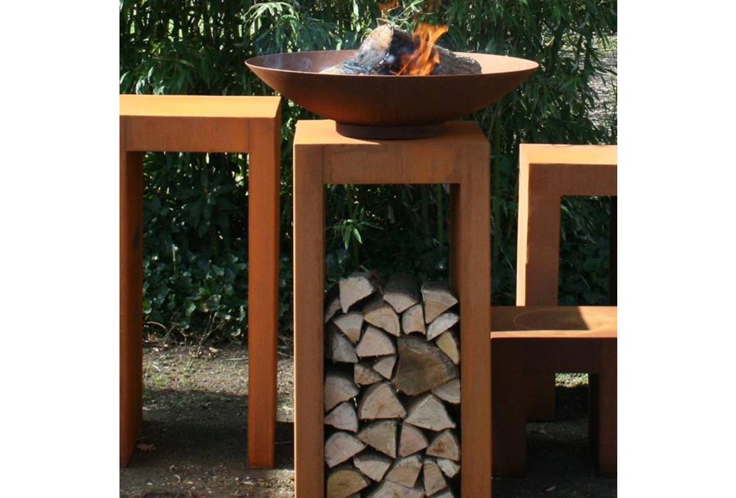 ADEZZ vuurschaal cortenstaal Ø 200 x 31 cm brandend in gebruik
