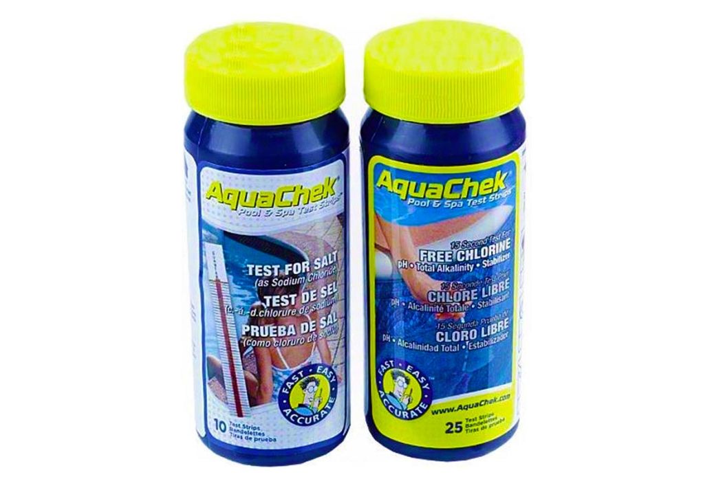 Aquachek zout + chloor teststrips 4 in 1 potjes