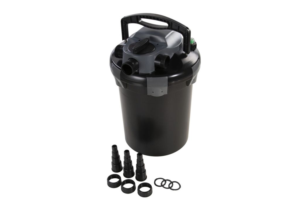 AquaForte drukfilter CBF-8000 met slangtules van 20, 25, 32 naar 40 mm