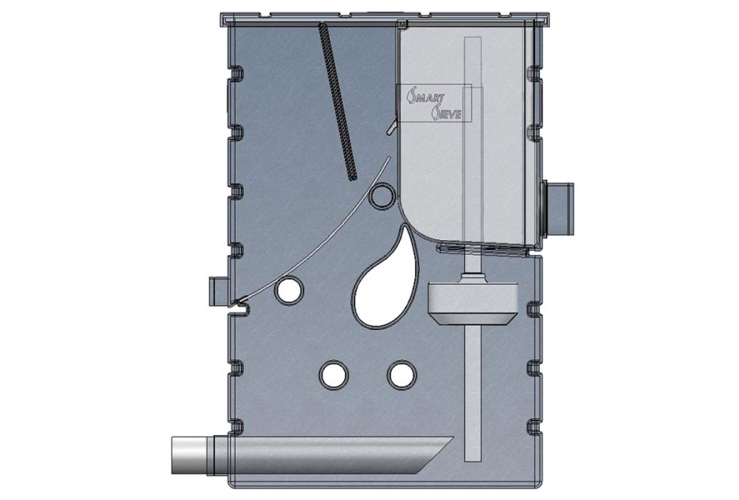 AquaForte SmartSieve zwaartekracht zeefbochtfilter schematisch