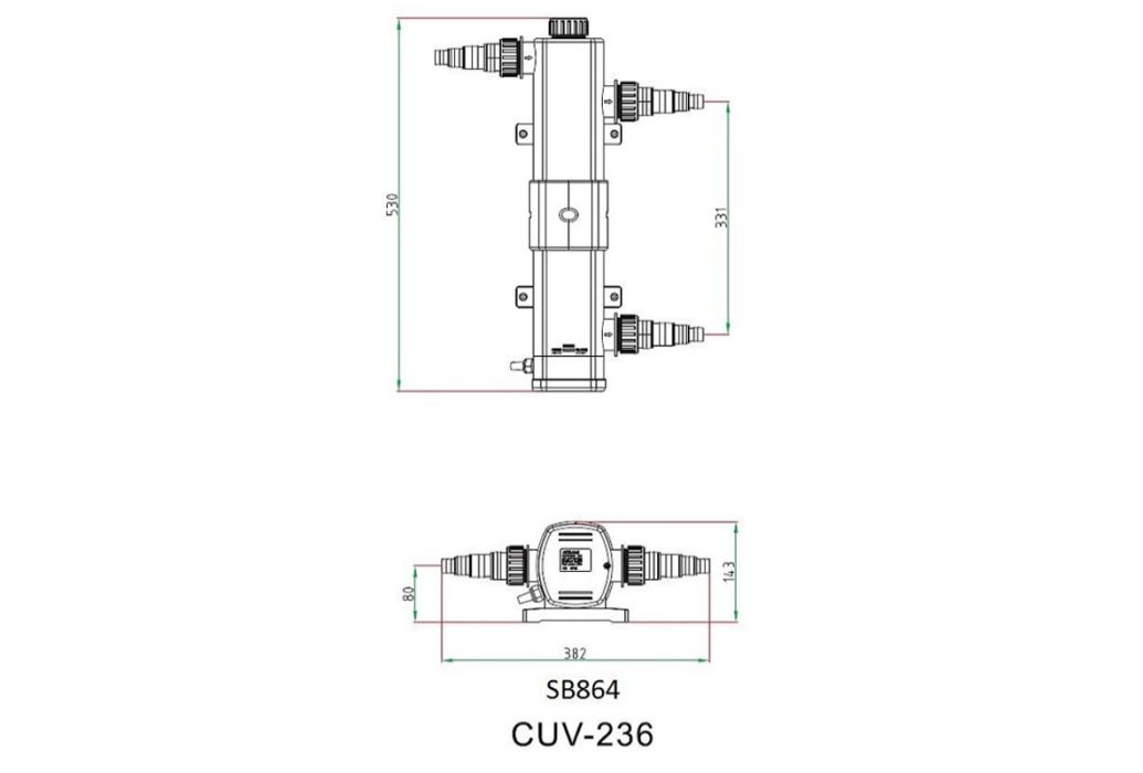 AquaForte UV-C unit PL 36 Watt afmetingen