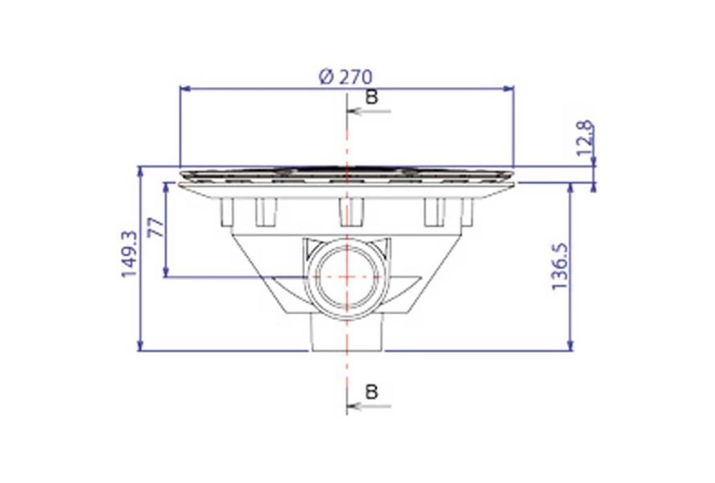BWT bodemput | zwart doorsnede