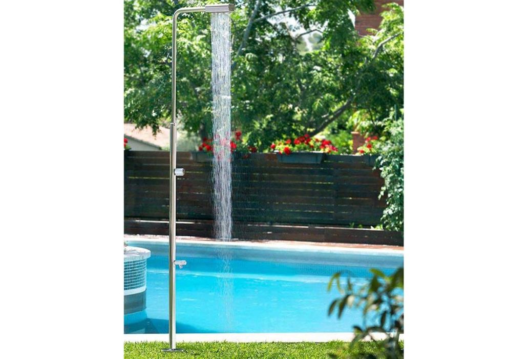 AstralPool Angel buitendouche met voetdouche RVS bij zwembad