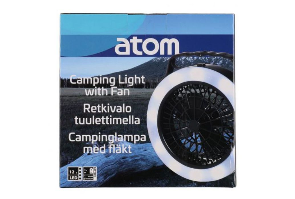 Atom kampeerlamp met ventilator verpakking