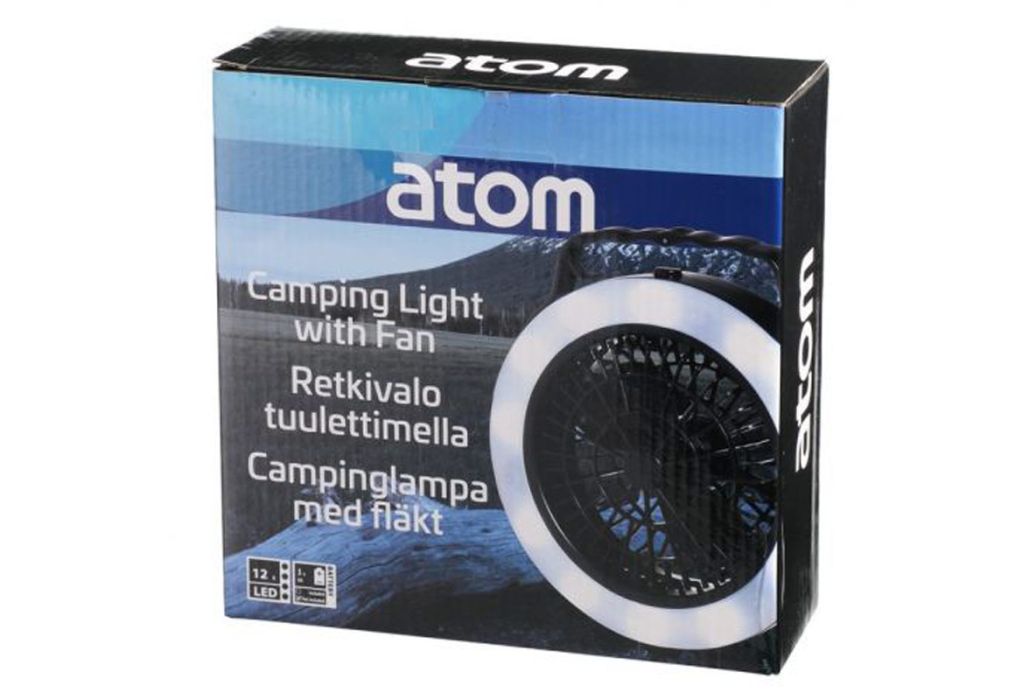 Atom kampeerlamp met ventilator verpakking
