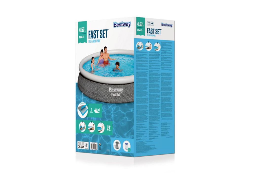 Bestway Fast Set Rotan zwembad Ø 457 x 84 cm met mensen