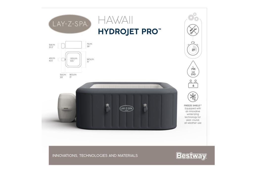 Bestway Lay-Z-spa Hawaii hydrojet pro spa specificaties