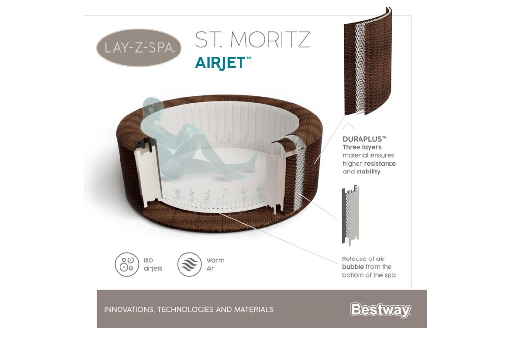 Bestway Lay-Z-spa St. Moritz wand specificaties