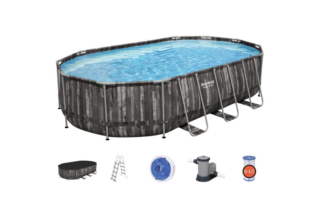Bestway Power Steel hout zwembad 610 x 366 x 122 cm inhoud