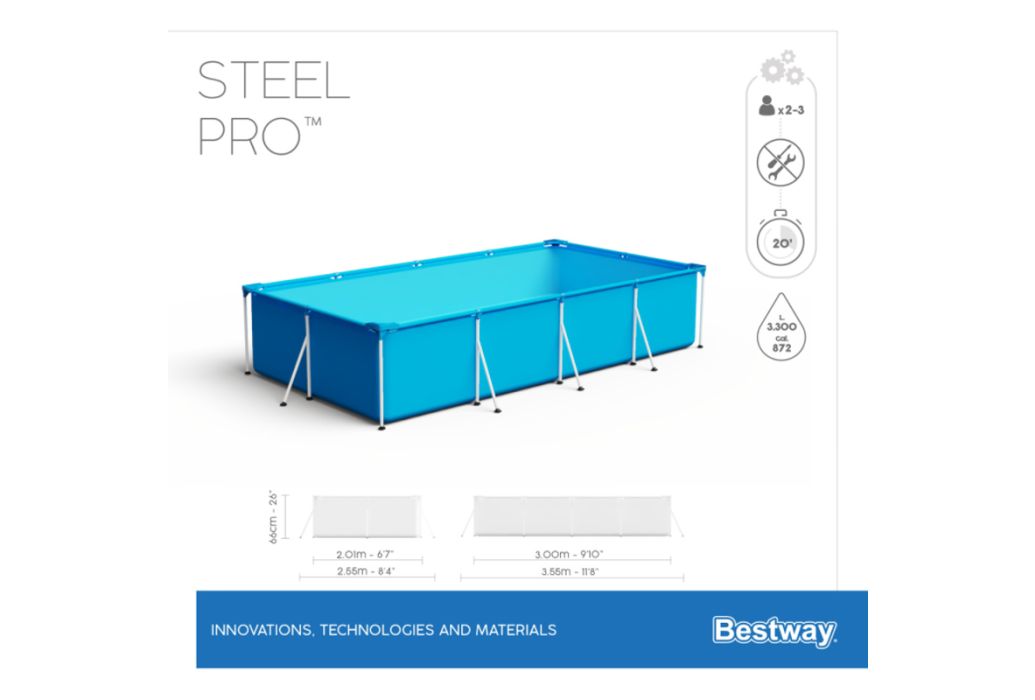 Bestway Steel Pro zwembad 300 x 201 x 66 cm afmetingen