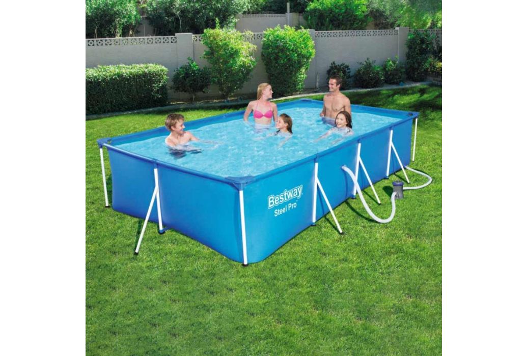 Bestway Steel Pro zwembad 400 x 211 x 81 cm in gebruik