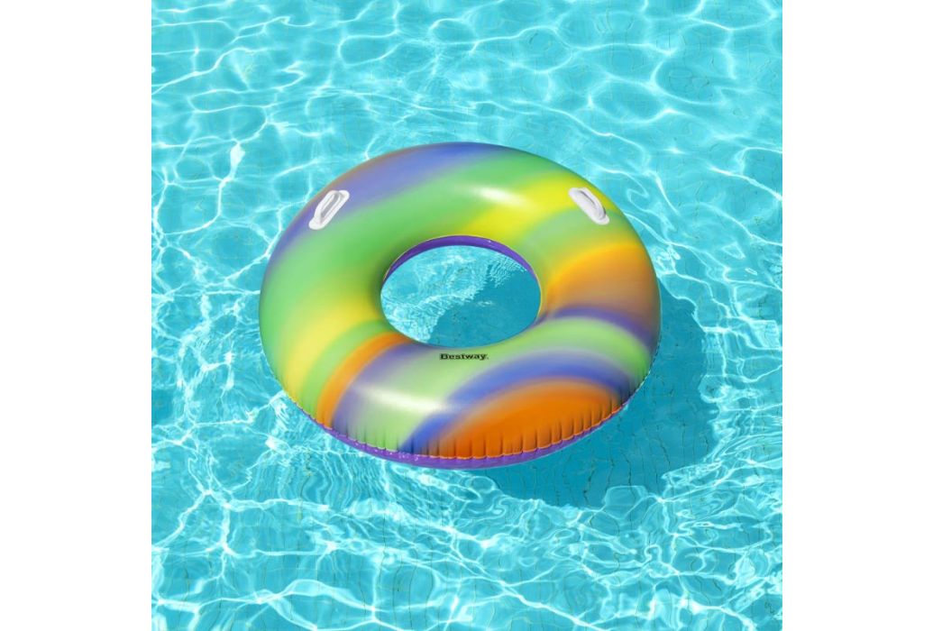 Bestway zwemband regenboog 119 cm op water