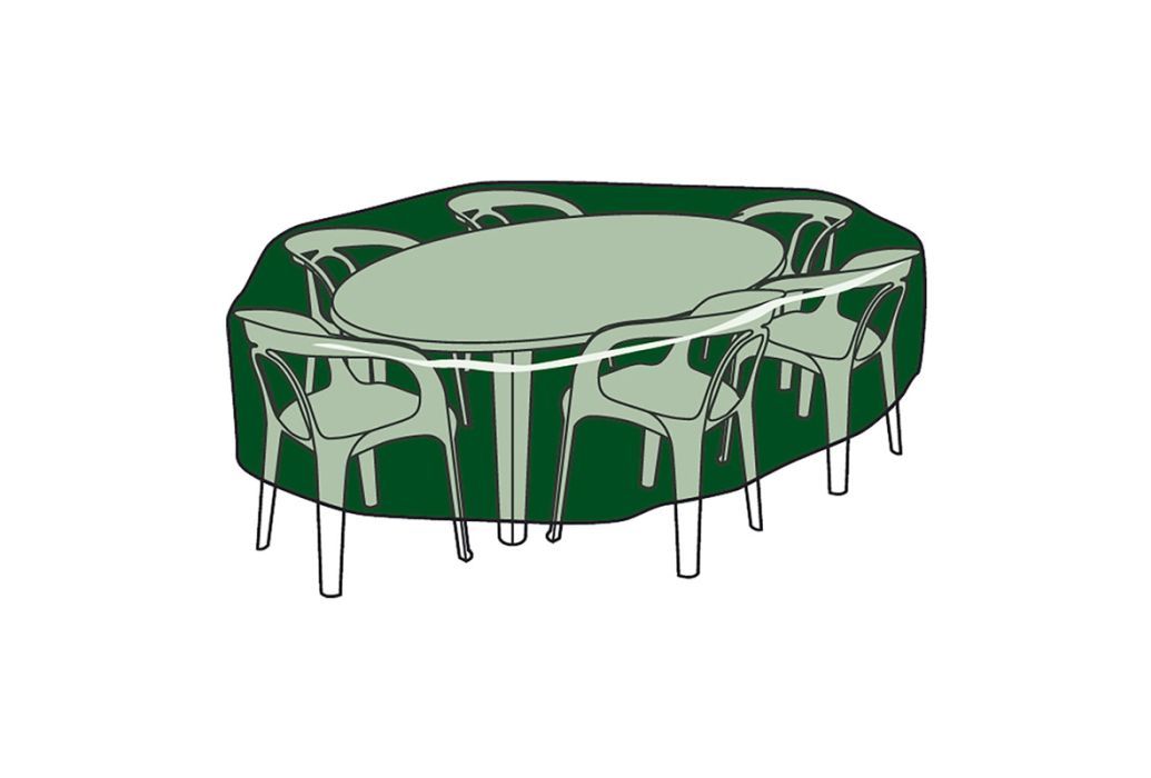 Cabano tuinmeubelhoes voor tafel & stoelen rond 100g/m Ø 325 x 90 cm schets