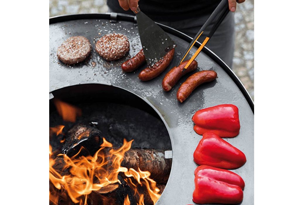 Cookking grillplaat met grillrooster en handvaten Ø 98 cm in gebruik