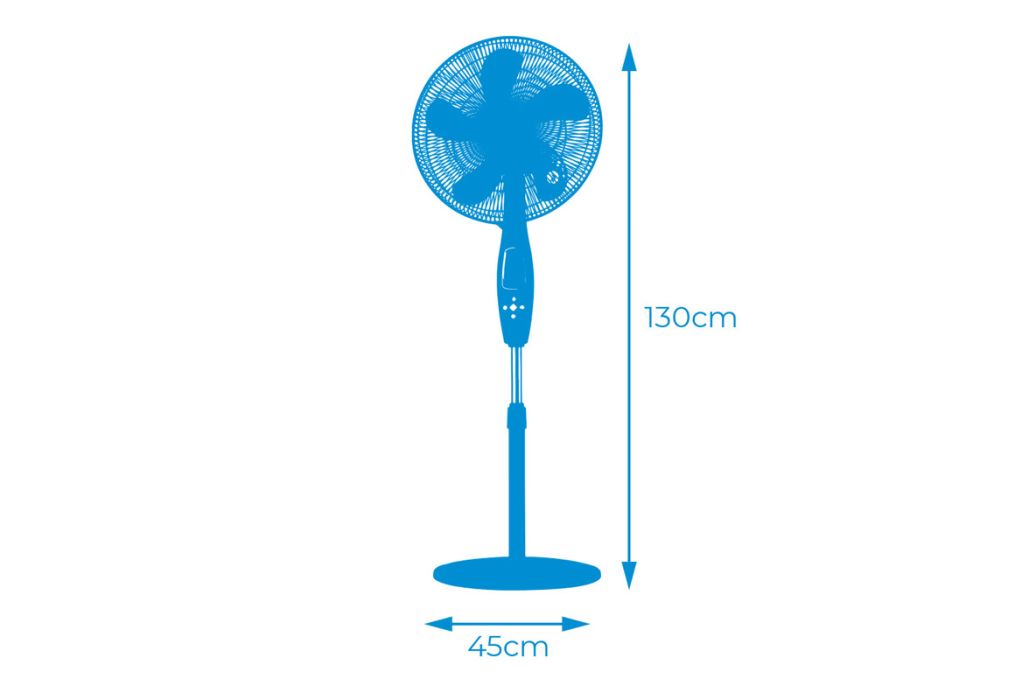 EDM staande ventilator verstelbaar met afstandsbediening 60W 110 – 130 cm