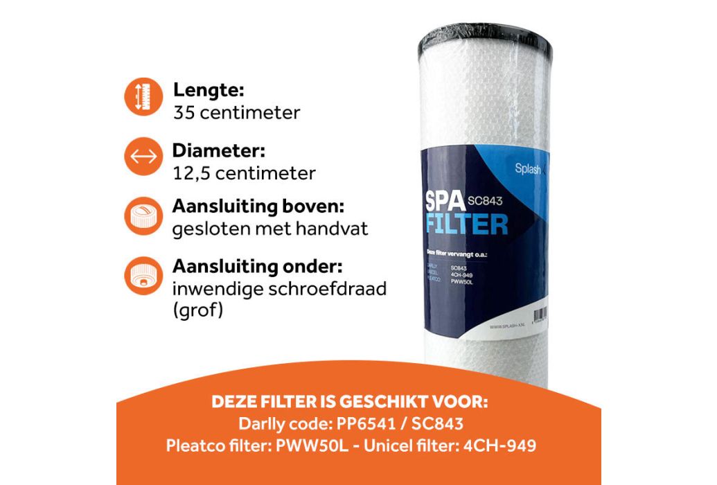 Splash-X spa filter SC843 (4CH-949) kenmerken