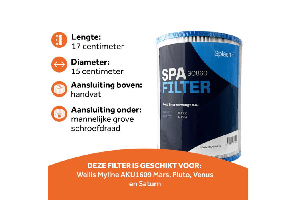 Splash-X spa filter SC860 kenmerken
