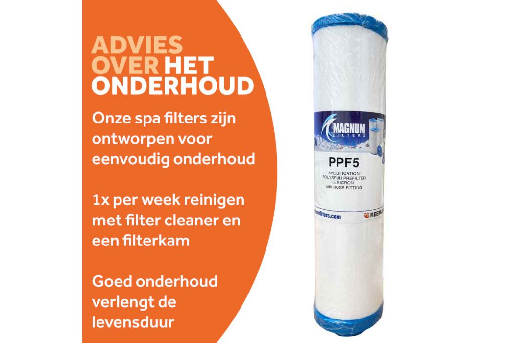 Magnum Spafilter PPF5 prefilter met aansluiting tuinslang onderhoud