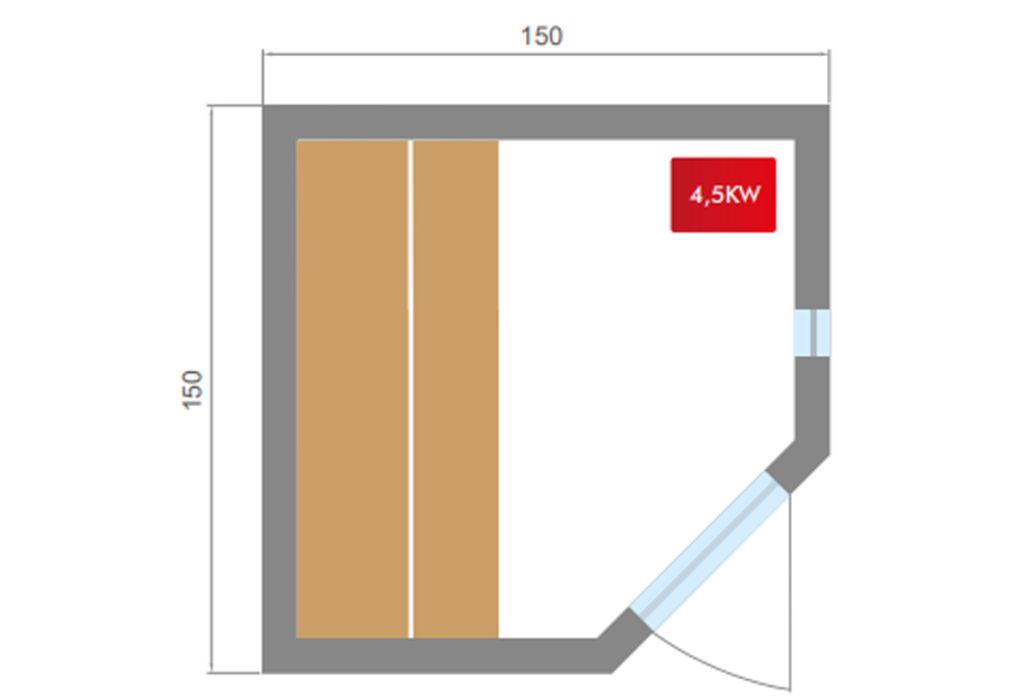 Vapeur ZEN Finse sauna 150 x 150 x 200 cm afmetingen