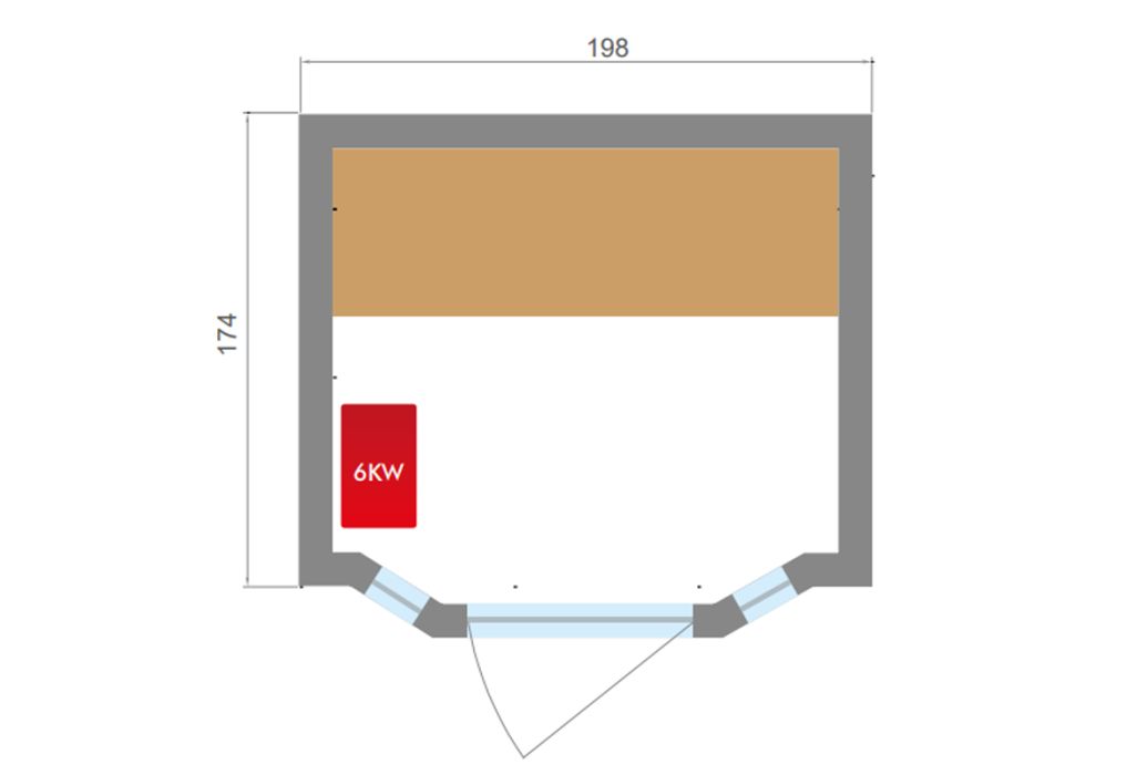 Vapeur ZEN Finse sauna 198 x 174 x 200 cm afmetingen