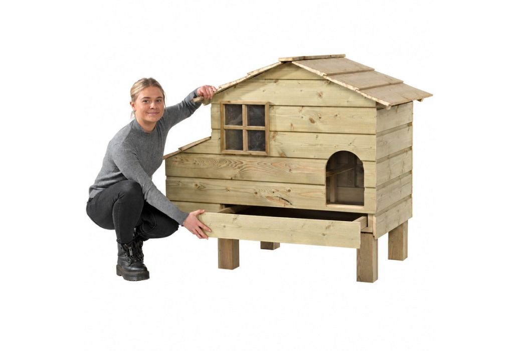 Glorenza kippenhok Henri 127 x 73 x 110 cm voorbeeld met lade open