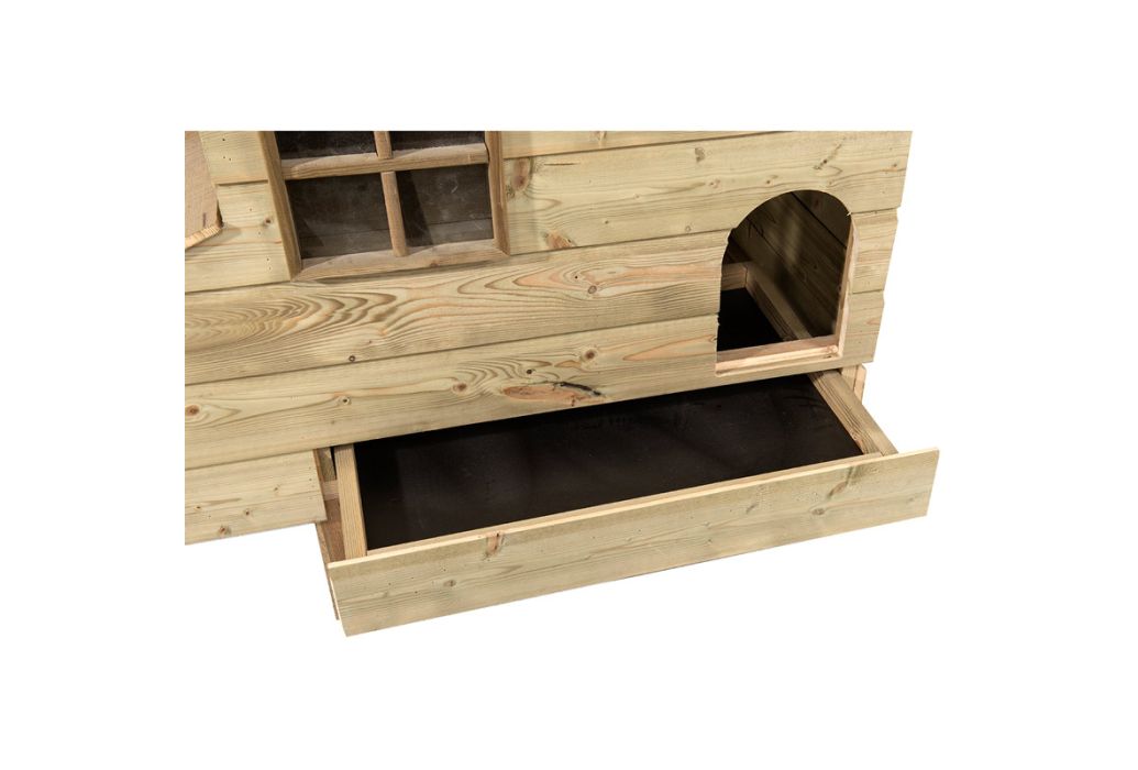 Glorenza kippenhok Henri 127 x 73 x 110 cm lade van dichtbij