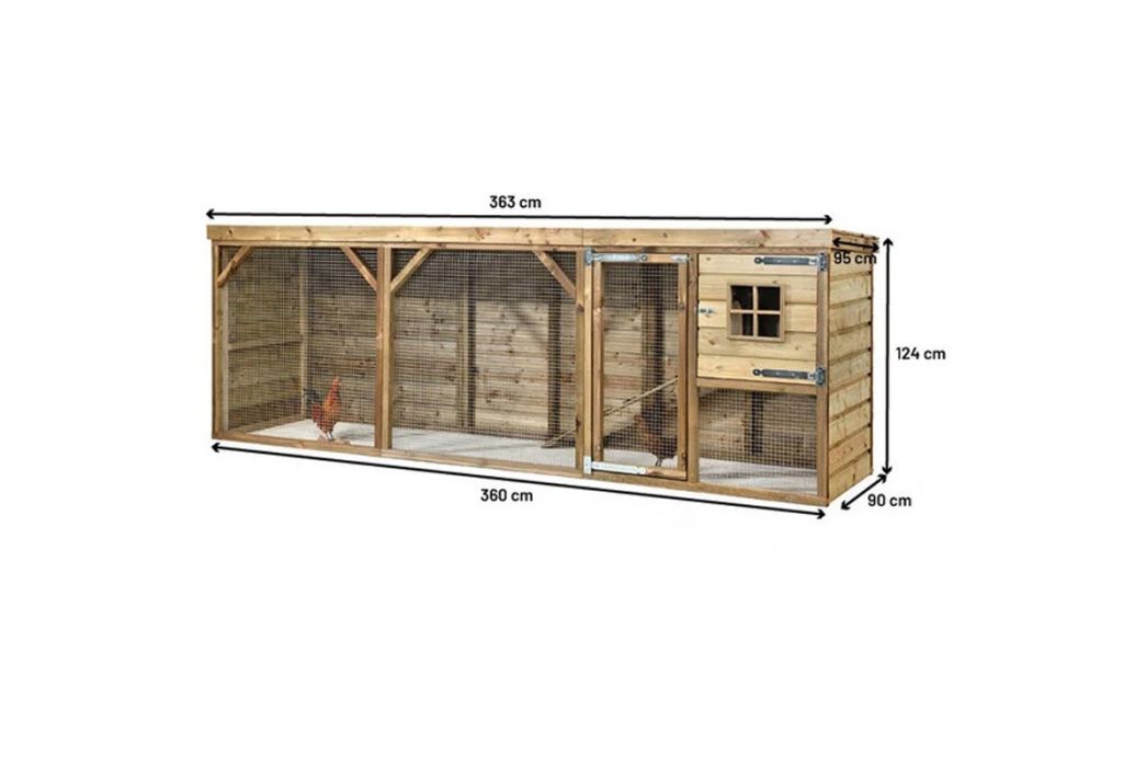 Glorenza konijnenhok Binky | 363 x 95 x 124 cm afmetingen