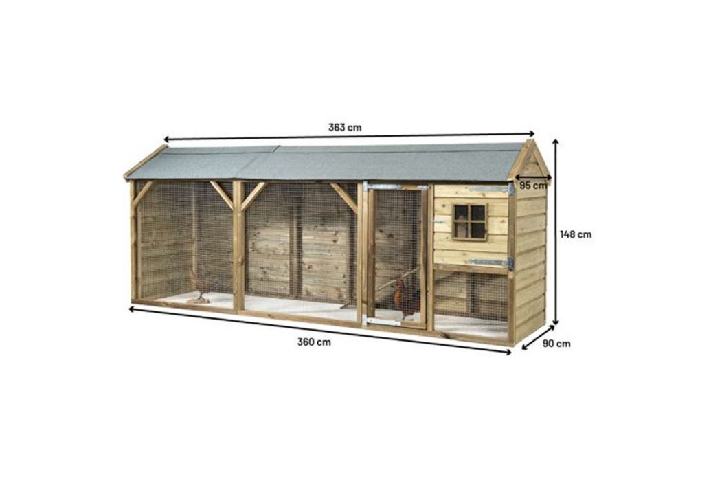 Glorenza kippenhok Jumper | 363 x 95 x 148 cm informatie