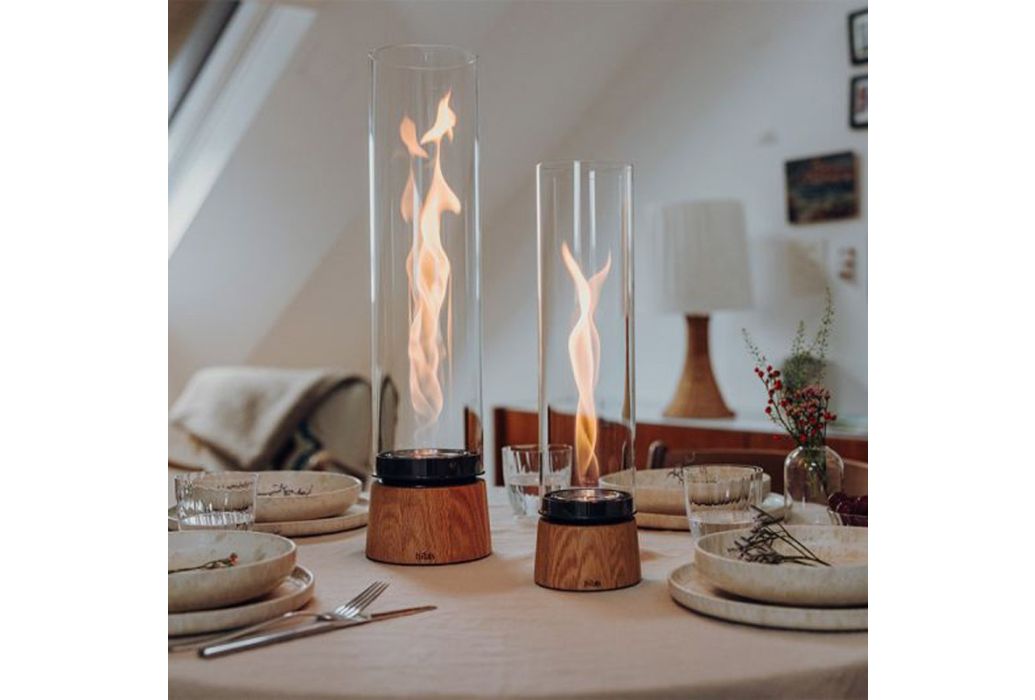 Höfats tafelvuur Spin Air 900 en Air 1200 hout op tafel