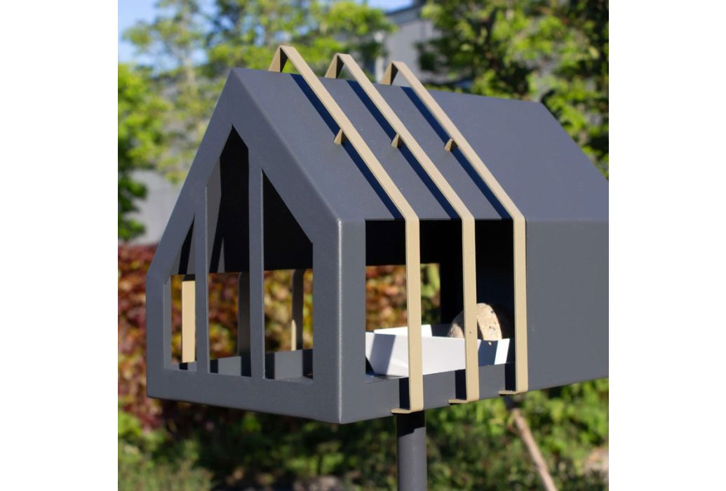 Heeej Open Framed Feeder vogelvoederhuisje op paal donkergrijs frame huisje