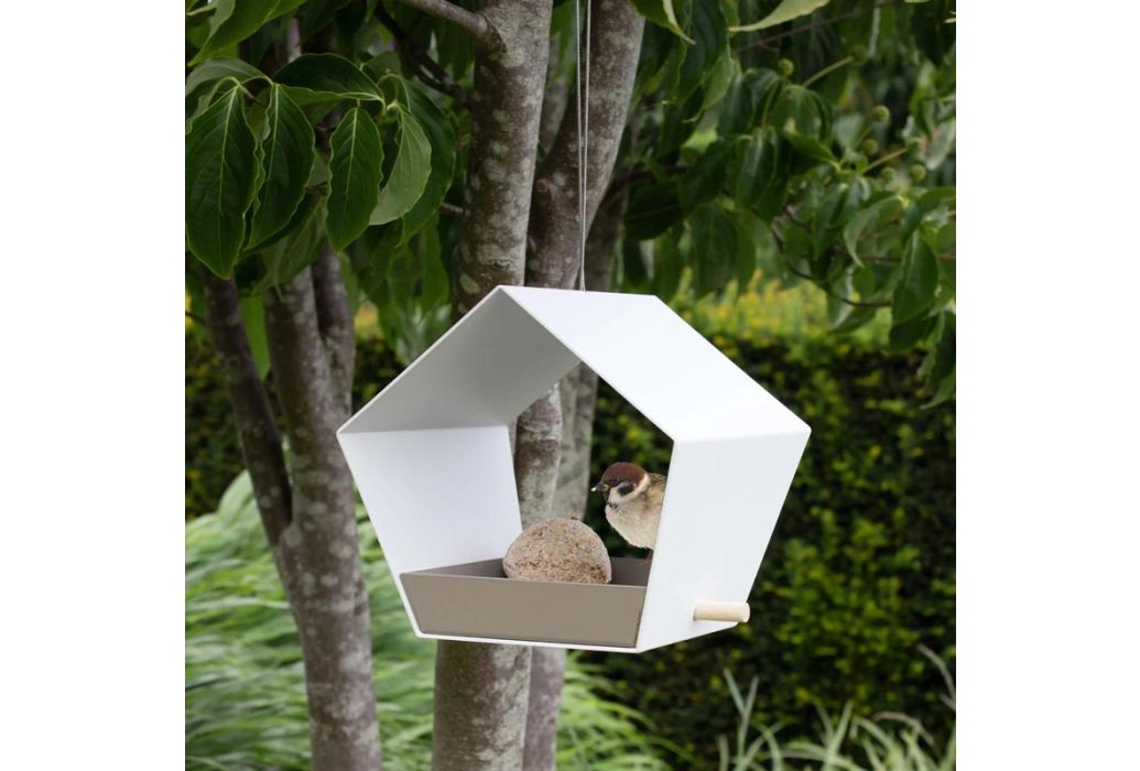 Heeej Small Diamond Hangend Voederhuisje wit sfeerbeeld