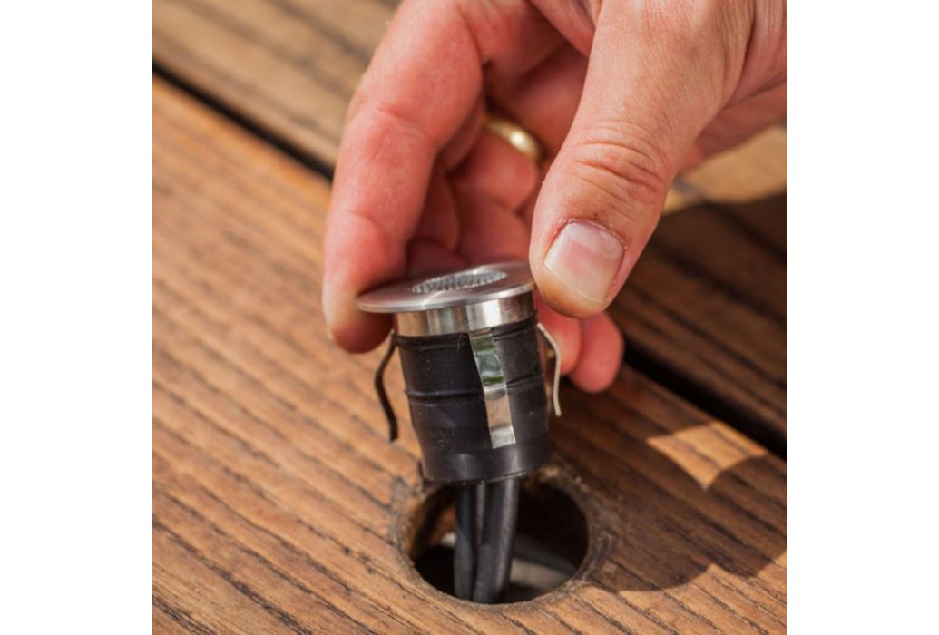 Heissner RVS vlonderspot rond warm wit 1W bevestiging