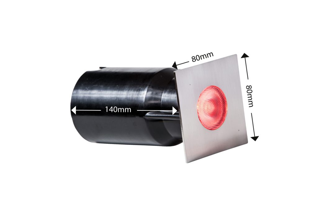 Heissner RVS vlonderspot vierkant RGB 3W afmetingen
