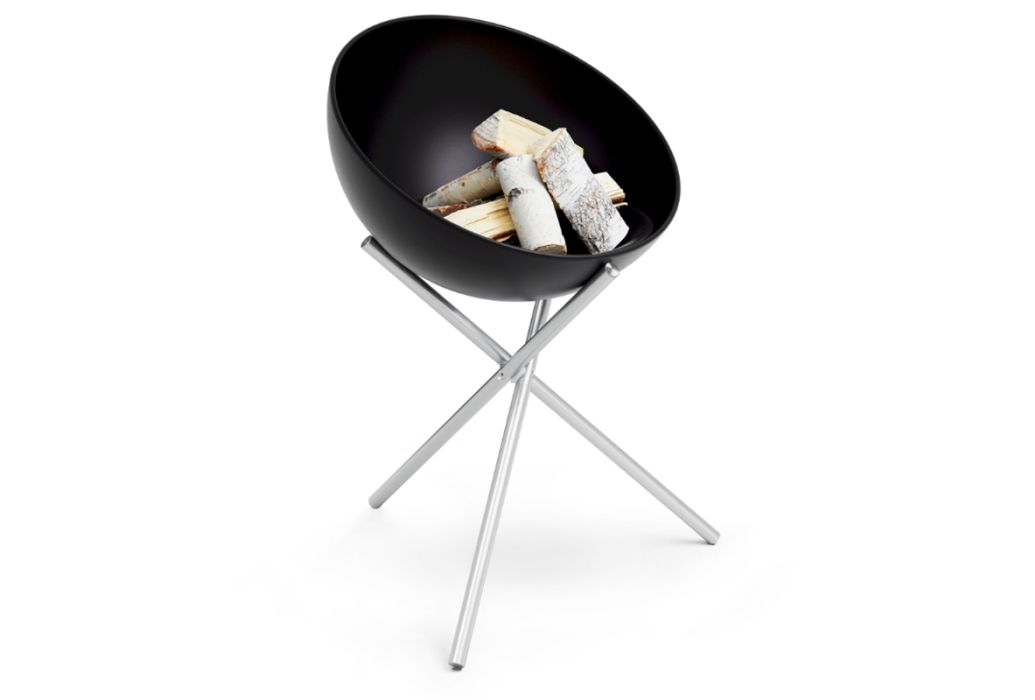 Höfats bowl vuurschaal & BBQ met hoog standaard 70 cm hout gekanteld