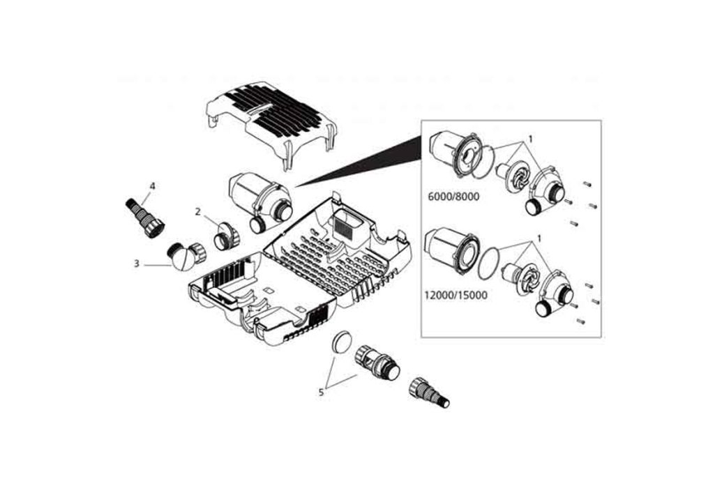 Hozelock pompkamer voor AquaForce 1000 schematisch
