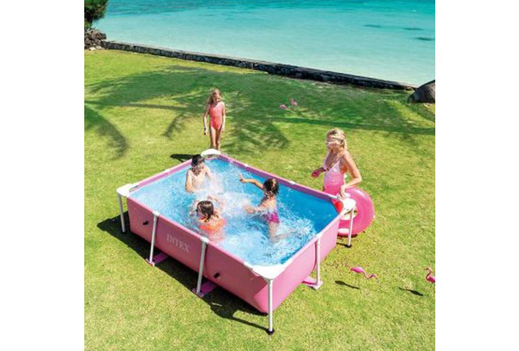 Intex Metal Frame zwembad roze 220 x 150 x 60 cm