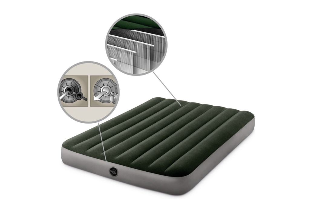Intex Prestige Downy luchtbed compact met pomp Twijfelaar extra groot 2-in-1 ventiel / Fiber-Tech technologie