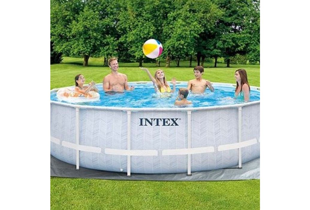 Intex Prism Frame Chevron zwembad 488 x 122 cm met pomp en trap
